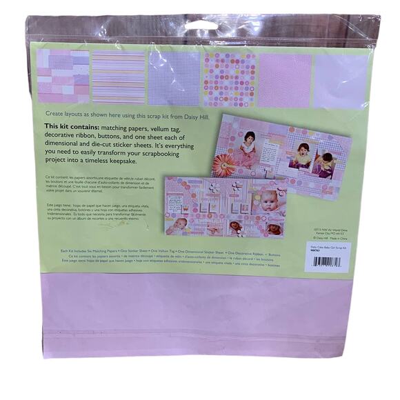 New Daisy Hill Patty Cake Baby Girl Scrapbook Kit Crafting Paper Vellum Ribbon - Picture 2 of 2